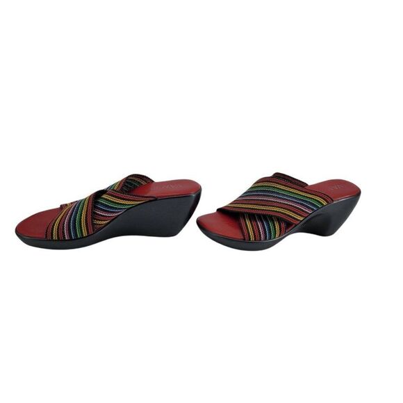 Vaneli Rainbow Thick Elastic Crisscross Strappy Comfort Slide On Wedge Sz 9 - Picture 6 of 11
